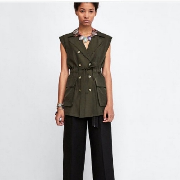 Zara Green Vest Size Small - Picture 2 of 7